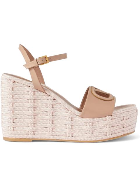 Valentino Valentino Garavani V Logo Cut-Out Leather Wedge Sandals Rose (Women's)