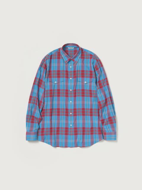 AURALEE HIGH TWIST COTTON SILK CHECK SHIRT