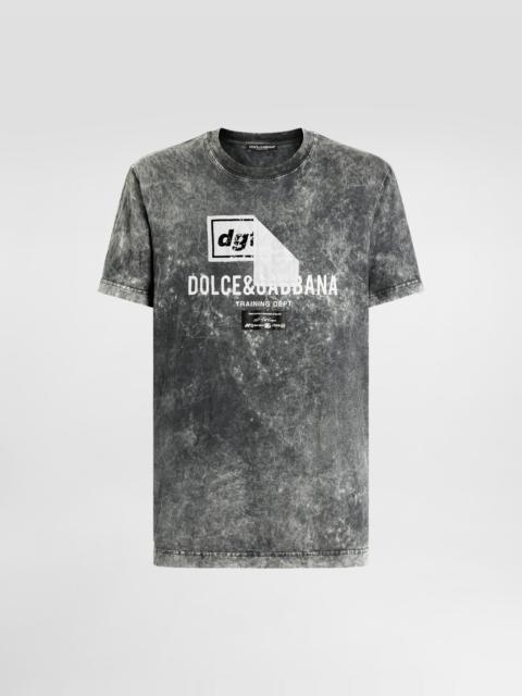 Dolce & Gabbana Marble-effect cotton t-shirt with print