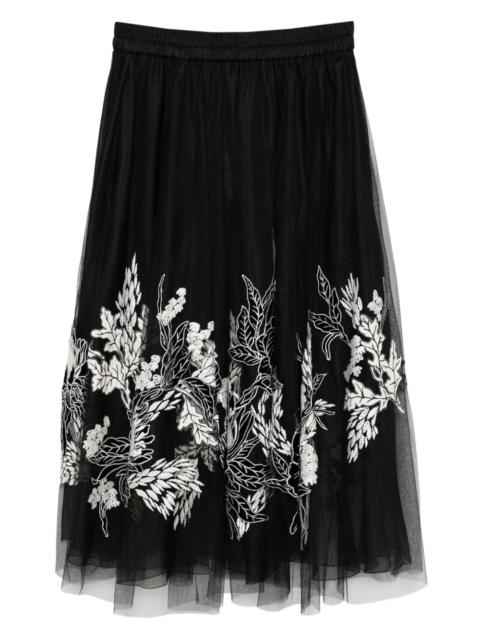 BIYAN floral-embroidered skirt
