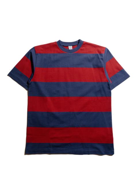Warehouse & Co. Lot. 4108 S/S 4in Border Tee Navy/Bordeaux