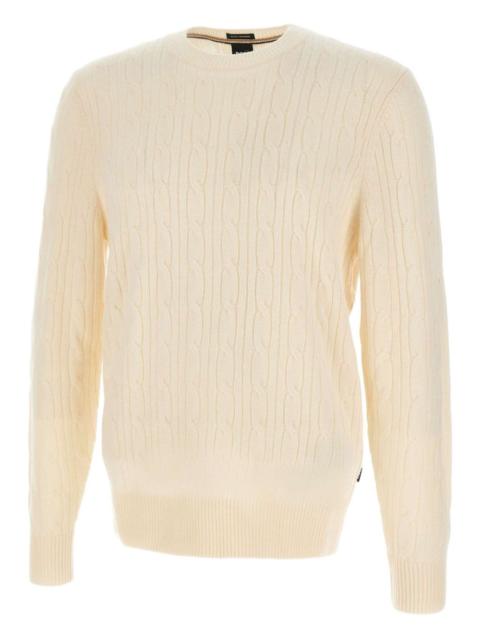 BOSS cable-knit crew-neck sweater