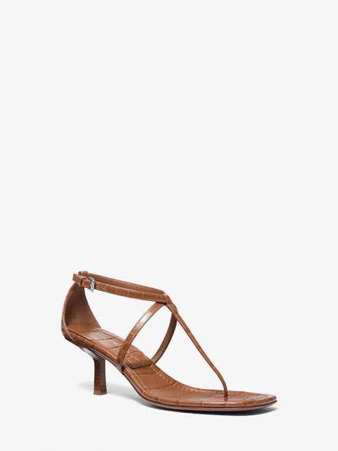 MICHAEL KORS COLLECTION Anna Crocodile Embossed Leather Sandal