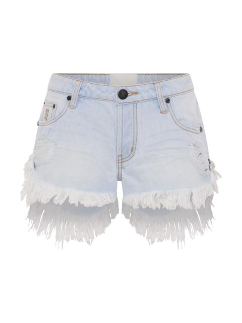 ONE TEASPOON Dukes Low Waist Mini Denim Shorts - Cyber Blue