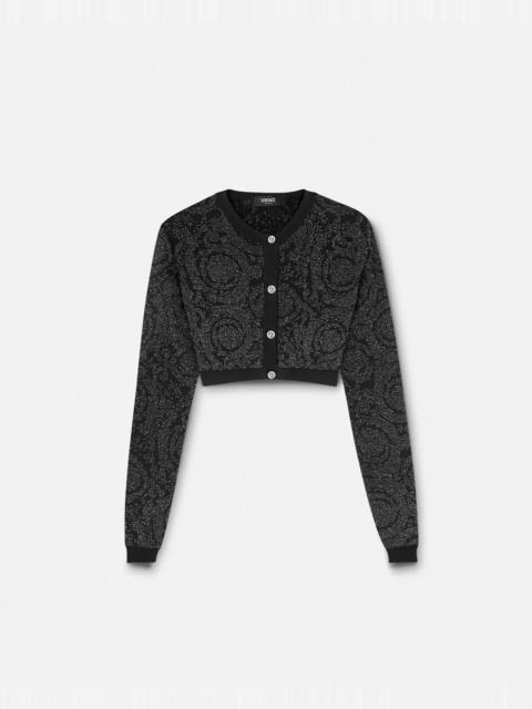 VERSACE Barocco Lurex Crop Knit Cardigan