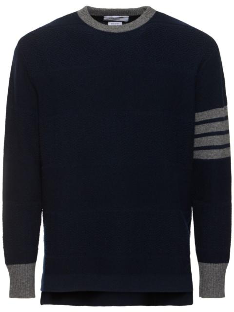 Textured rugby stripe crewneck sweater