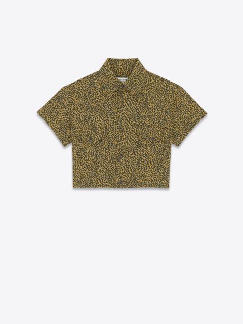 SAINT LAURENT leopard-print cropped shirt