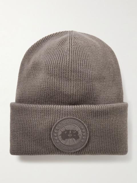 Canada Goose Logo-Appliquéd Wool Beanie Brown