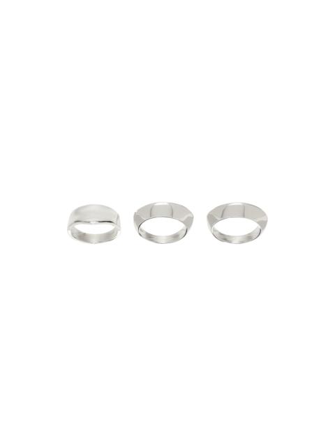 Silver Disc & Dimple Ring Set