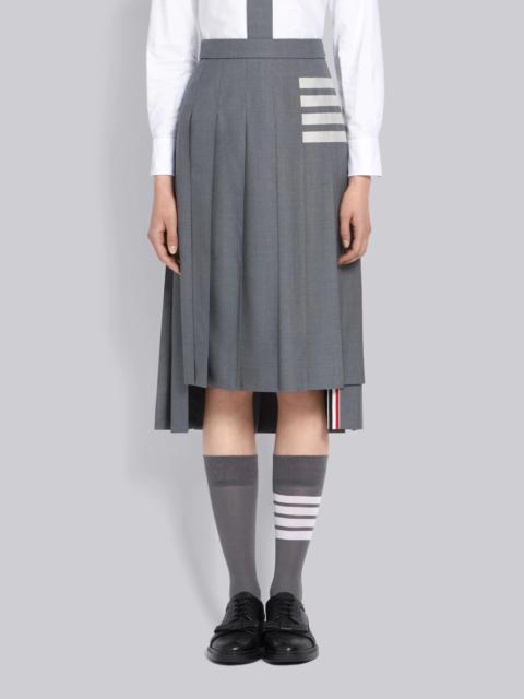 Thom Browne Medium Grey Wool Plain Weave Pleated 4-Bar Skirt
