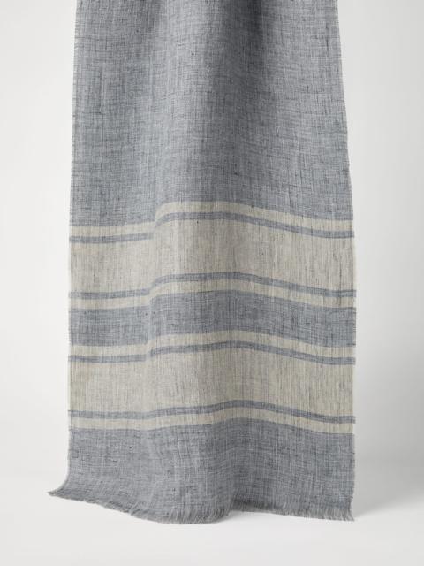 Linen batavia scarf with stripes
