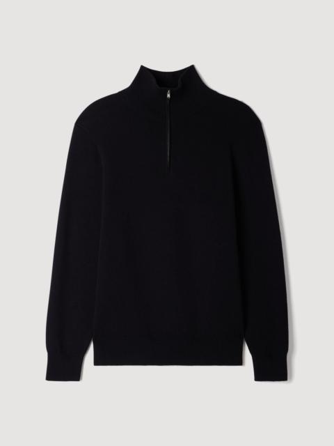Sandro BOXY ZIP SWEATER WITH STANDING COLLAR