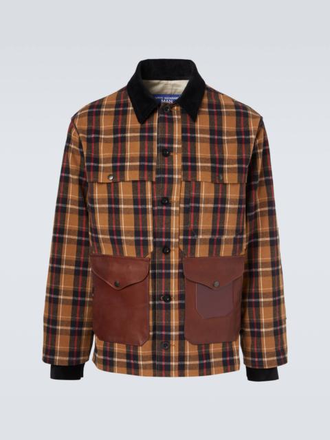 Junya Watanabe MAN Checked leather-trimmed cotton jacket
