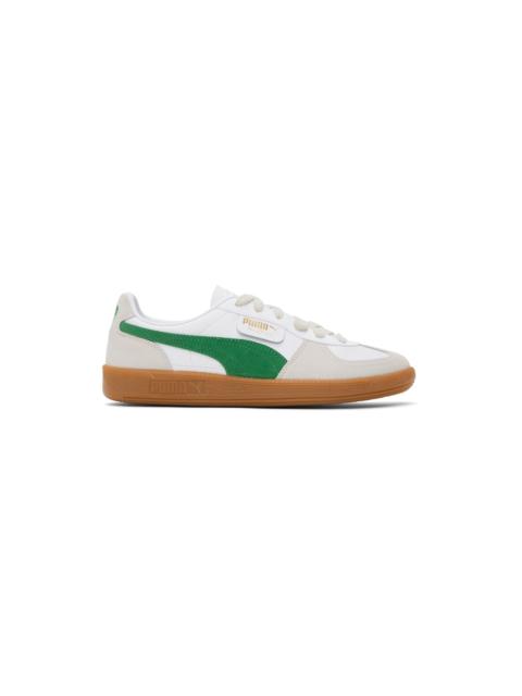 Off-White & Green Palermo Leather Sneakers