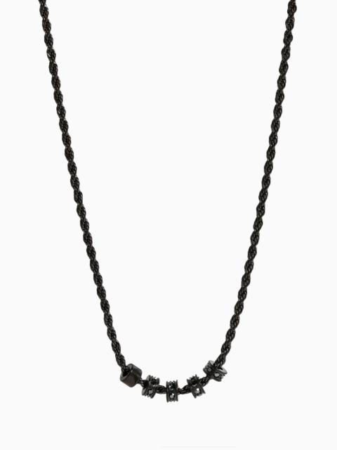 EMPORIO ARMANI Gunmetal Stainless Steel Chain and Rondelle Necklace