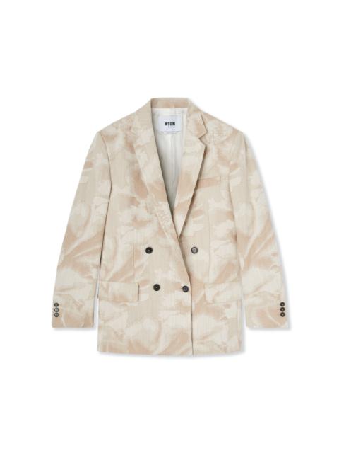 MSGM Jacquard fabric double-breasted jacket with large daisy design