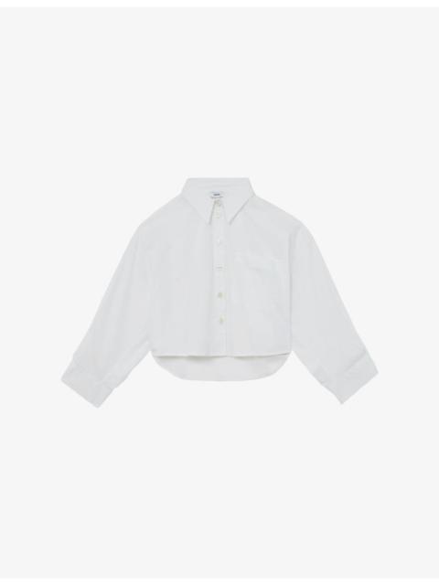 REISS Solenge Long-Sleeve Cropped Cotton Shirt