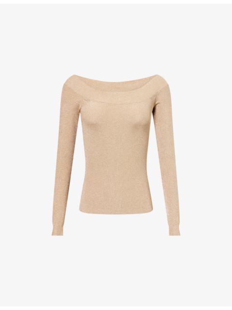 Stella McCartney Boat-Neck Ribbed Lurex Top