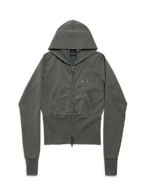 BALENCIAGA Women's Loop Sports Icon High Rib Zip-up Hoodie in Grey