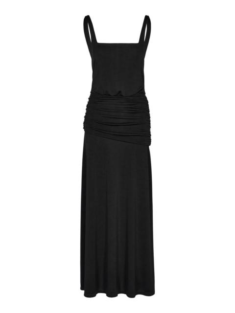 Johanna Ortiz Plant Of Joy Ruched Jersey Maxi Dress black