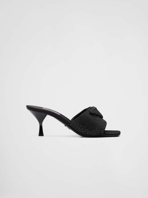 Prada Satin heeled sandals with crystals