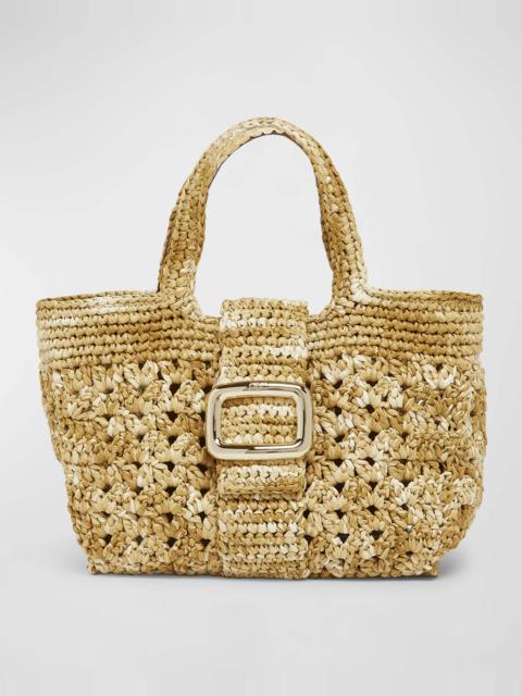 Roger Vivier Grand Vivier Crochet Raffia Top-Handle Bag