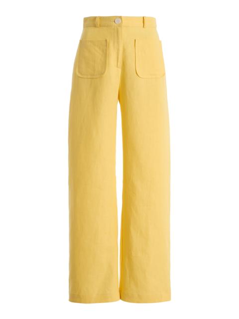 MATTHEW BRUCH Button Linen Pocket Pants yellow