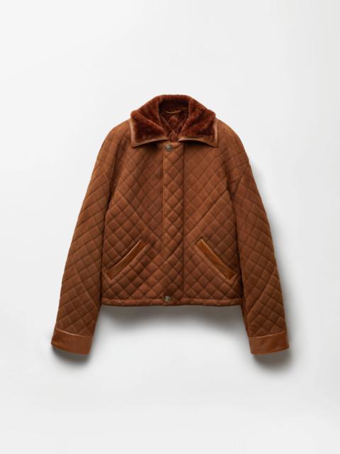 VERSACE Suede & Shearling Quilted Blouson