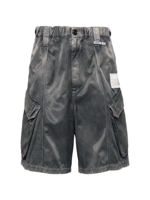 logo-patches wide-leg cargo shorts