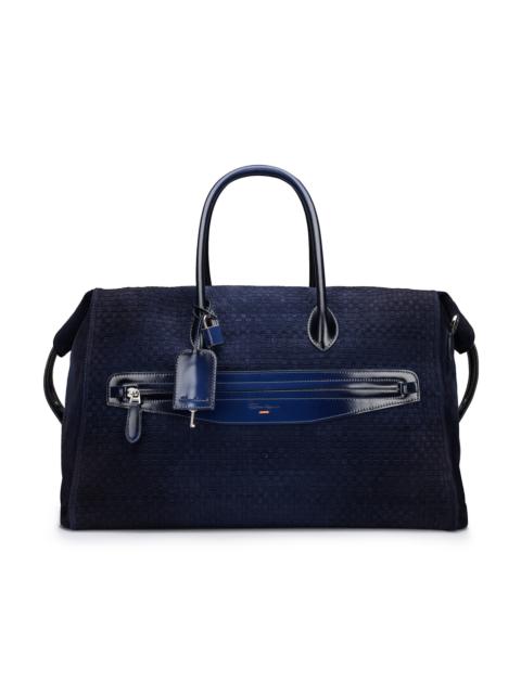 Santoni Blue suede and leather weekend bag