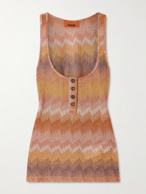 Missoni Striped Metallic Crochet-knit Tank