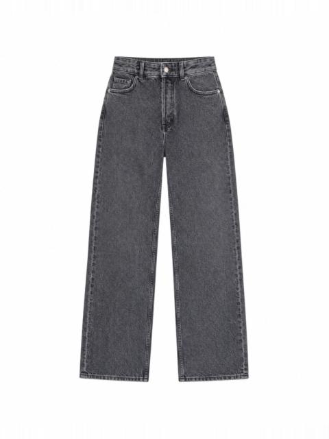 The Kooples BLACK STRAIGHT-LEG JEANS WITH A FADED WASH