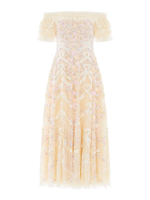 Needle & Thread Ribbon Heart Off-Shoulder Ankle Gown