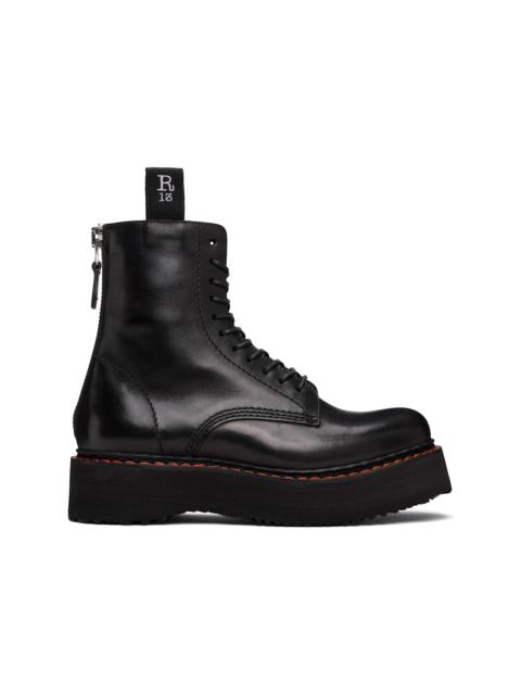R13 Black Single Stack Boots