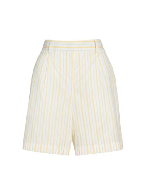 TWP Women's Henry St. Striped Wide-Leg Shorts - Ivory Yellow Blue