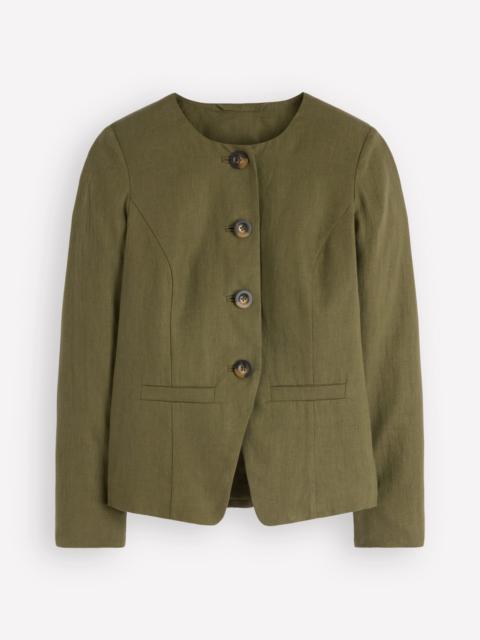 BODEN Hampstead Linen Blazer-Woodland Green