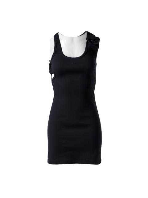 courrèges DOUBLE BUCKLE 90'S RIB DRESS / BLK