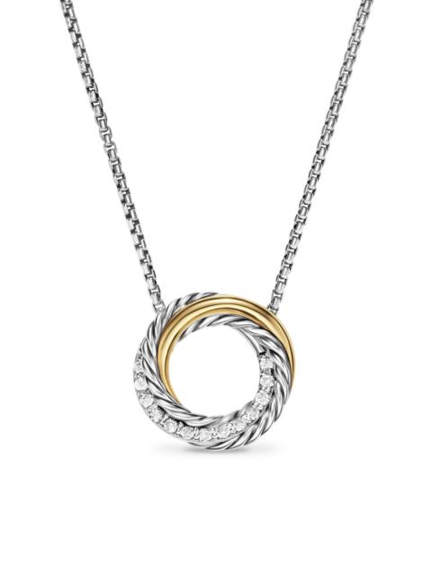 DAVID YURMAN Women's Crossover Pendant Necklace in Sterling Silver with 18K Yellow Gold and Diamonds, 14.5MM - Di