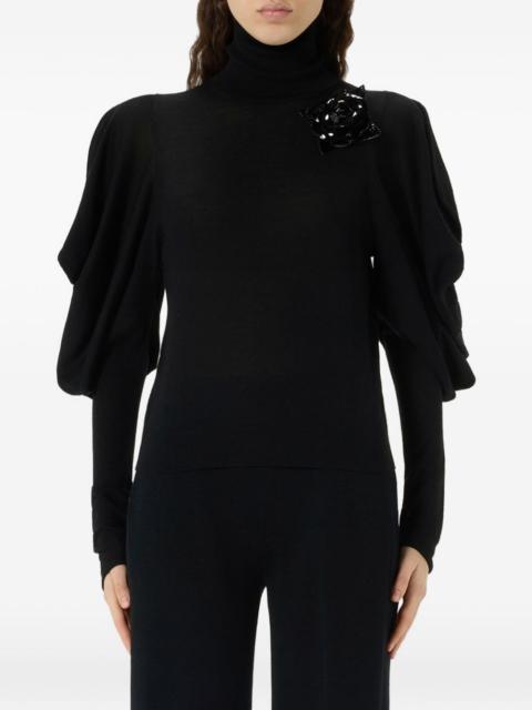 Blumarine puff-sleeve roll-neck sweater