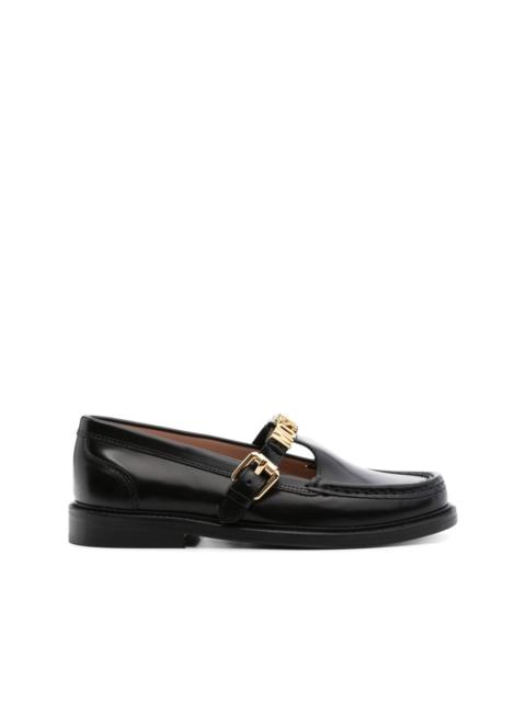 logo lettering leather loafers