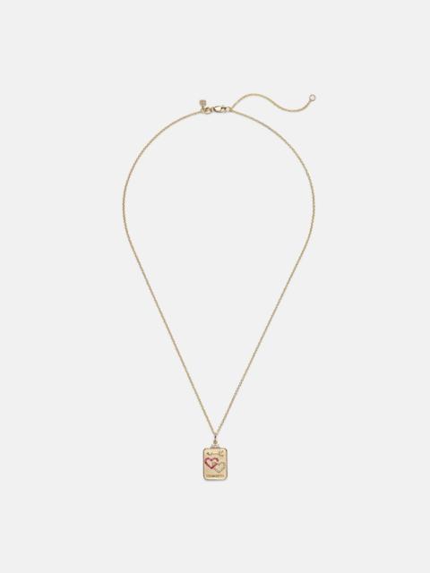 The Lovers Tarot Card 14kt gold necklace with rubies and diamonds