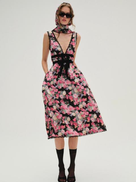 For Love & Lemons Mistletoe Bouquet Taffeta Midi Dress