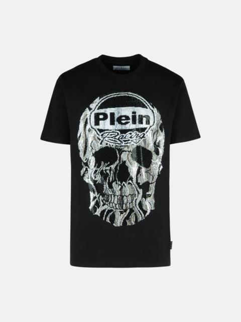 PHILIPP PLEIN 'SKULL STRASS' BLACK COTTON T-SHIRT