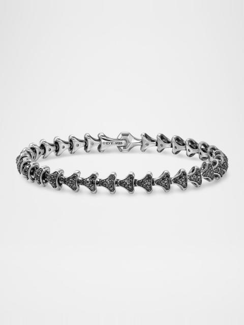DAVID YURMAN Men's Armoury Link Bracelet in Silver with Black Diamonds, 7.5mm