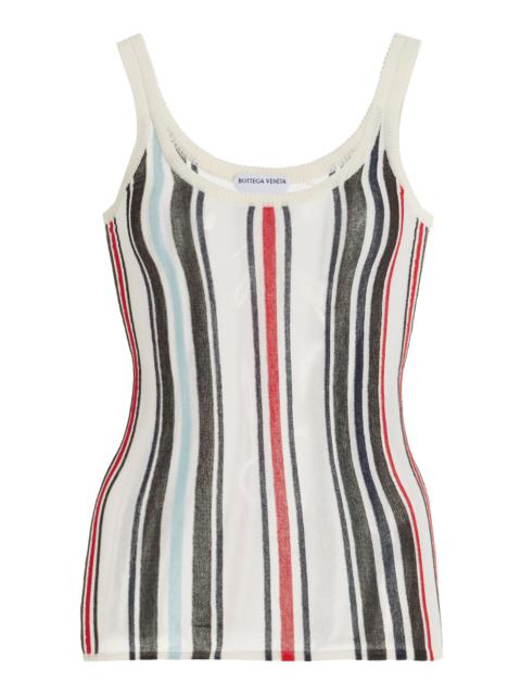 Bottega Veneta Striped Cotton-Knit Tank Top ivory