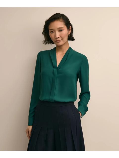 Brooks Brothers V-Neck Pleated Blouse