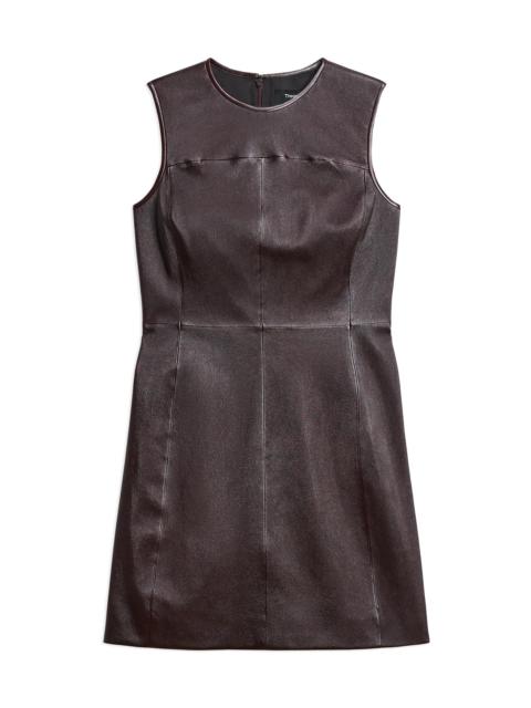 Theory Women's Leather Sleeveless Minidress - Plum Brown