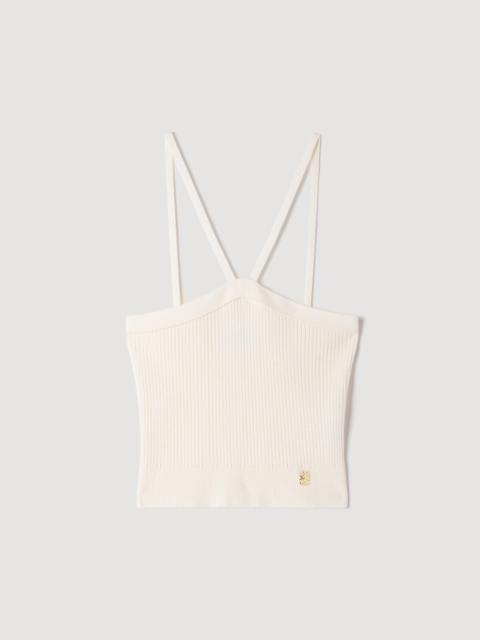 Sandro SHORT RIBBED KNIT TOP