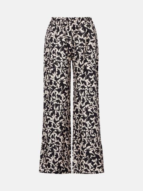 ASCENO Loreto printed silk twill wide-leg pants