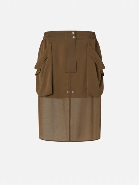 PINKO TRANSPARENT MIDI SKIRT WITH MAXI POCKETS